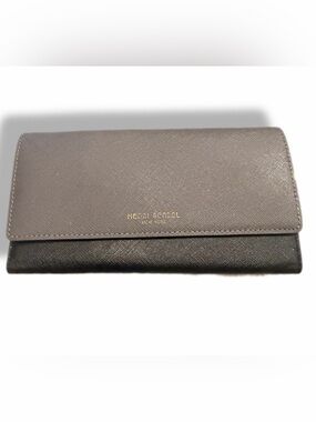Henri Bendel Gray & Black Colorblock Saffiano Snap Wallet
